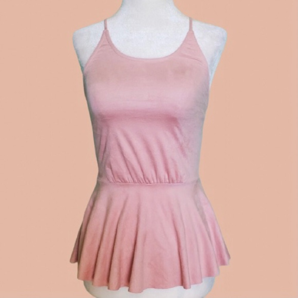 FN Pink Strappy Back Peplum Top